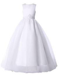 Grace Karin Flower Girl Dresses For Weddings 2017 Lace Applique First Girls Communion Dress Kids Dream Gowns White Pageant Dress