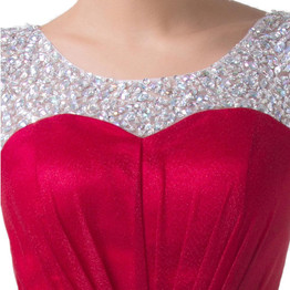 Grace Karin Evening Dress Red Chiffon Long Evening Gowns Sequin Beaded Party Events Robe De Soiree Special Occasion Dresses 2017