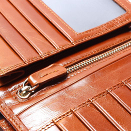 Genuine Leather Women Short Vintage Wallet Passport Package Oil Wax Women Wallets Purse Brand Design High Quality Women's Wallet