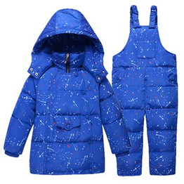 Down Jackets For Girl Boys Kids Clothes Winter Warm Coat Snowsuit Children Outerwear Clothing Set Hooded Print Overalls Jumpsuit