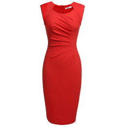 ACEVOG Women Sexy Vestidos 2017 Summer Casual Elegant Dresses Cap Sleeve Pleated Solid Slim Pencil Office Lady Dress