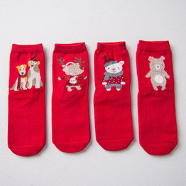 Caramella Christmas Socks New Year Gift autumn winter women red cute cartoon animal cotton socks ladies straight sock 4pair/lot