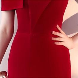 It's YiiYa Sexy Wine Red Sleeveless One Shoulde Backless Cocktail Dresses Furcal Tea Length Formal Dress Party Gown LX459