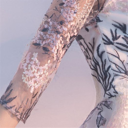 It's YiiYa New Half Sleevelss Cocktail Dress Elegant Embroidery Tea-Length Formal Dress Party Gown H059