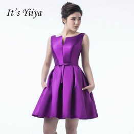 It's YiiYa 2018 Many Color Backless Bow Traffeta Lace Up Dinner Dress Cocktail Dresses Knee Length Formal Dress Party Gown LX084