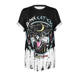 ISTider Summer New Black Cat Cult T Shirts Women Black Cat Printing Hip Hop Streerwear Short Sleeve Loose Women Tops T-Shirt