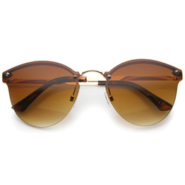 Lightweight Rimless Metal Horned Rim Sunglasses for Casual Wear
