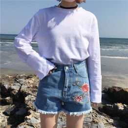 High Waist Floral Embroidery Denim Shorts for Women - Plus Size Tassel Summer Fashion 2023