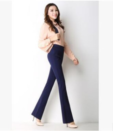New High waist women 2017 fashion stretch office work pants plus size wide leg ladies formal trousers black red khaki female 922