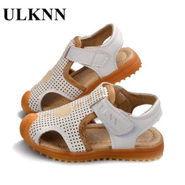 ULKNN Shoes For Children Soft Leather Kids Sandals Baby Beach Sandals Closed Toe Toddler Boys Shoes 2018 Fashion Sport Shoes