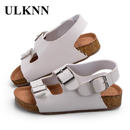 ULKNN Children Shoes Kids Sandals Boys Girls For School PU Leather Breathable Flats Summer Beach Shoes While Black Sandals