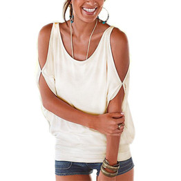 Blouses &amp; Shirts Slit Sleeve Cold Shoulder Shirt Women Casual Summer Girl 2018 Loose plus size BTS