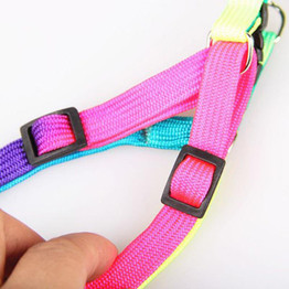 prativerdi  1 PCS Adjustable Rainbow color Pet Dog Leash Small Puppy Cat Rabbit Kitten Nylon Leash Harness Collar Lead