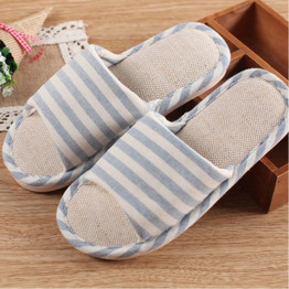 2017 New Japanese Korean Style Household Linen Striped Skid Slippers Home Indoor Slipper Summer Women Men Lover Floor Shoe