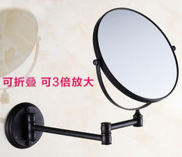 Antique folding bathroom makeup sided mirror retractable folding magnifier beauty mirror Black