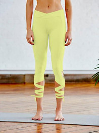 High Waist Women Sporting Leggings Sexy Bandage Mid Calf Leggins Fitnes Gymnastics Active Pants 6 Candy Color Solid Jeggings