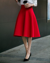 High Waist Elegant Skirt Knee-Length Women Pleat Flared Skirts Fashion Women Midi Skirt Faldas Saia 5XL Plus Size Ladies Jupe