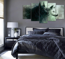 HD Print 5 pieces canvas wall art print wolf painting canvas modern home decor wall art for living room decor painting /PT0747
