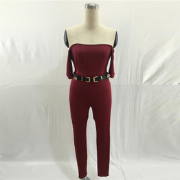 Kostlich Romper Jumpsuit Women 2017 Fashion Summer Rompers Womens Jumpsuit Slash Neck Women Sexy Jumpsuits With Belt Clothes