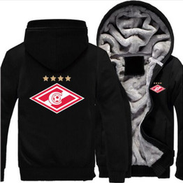 Dropshipping Spartak Moscow Logo Russian Premier League Men Jacket Zipper Sweatshirt Winter Warmth Fleece Thicken Hoodies Coat