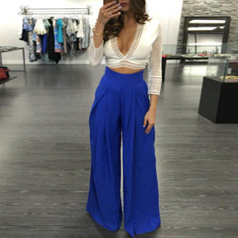 2017  New Summer Women Casual Harem Pants High Waist Wide Leg Loose Pants Female Chiffon Long Bloomers Trousers  YZ#1626-2
