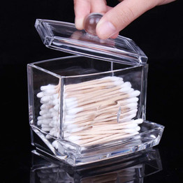 New Creative Clear Acrylic Storage Holder Box Transparent Cotton Swabs Stick Cosmetic Makeup Organizer Case High Quality