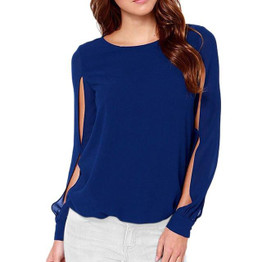 2017 Fashion Plus Size 6XL Summer Long Sleeve O Neck Solid Chiffon Blusas Casual Loose Blouse Women Blouses Tops