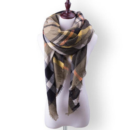 2017 Fashion Pashmina Winter Scarf For Women Scarf Women Warm Plaid Brand Cashmere Scarves Female Shawls WrapsD Shipping