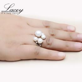 2017 Fashion Pearl Jewelry Natural Freshwater Pearl Ring Wedding Rings Muilt Pearl 925 Sterling Silver Rings For Women Gift