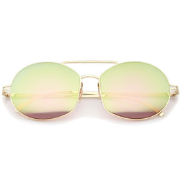 Modern Thin Metal Frame Mirrored Flat Lens Sunglasses A788