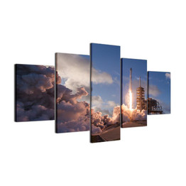 Modern HD Printed Oil Painting Canvas Home Decor 5 Panels Flame Emission Landscape Poster Frame Modular Wall Art Pictures PENGDA