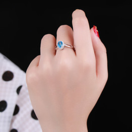 MoBuy MBRI030 Oval Natural Gemstone Topaz Engagement Rings 925 Sterling Silver Jewelry White Gold Plated Fine Jewelry For Women