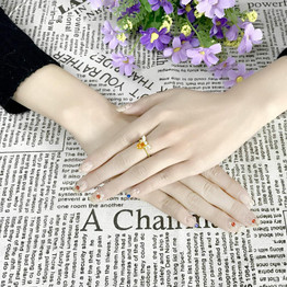 MoBuy MBRI019 Lovely Bee Natural Gemstone Citrine Ring 925 Sterling Silver 14K Gold Plated Adjustable Fine Jewelry For Women