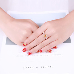 MoBuy MBRI001 2 Carat Citrine Adjustable Ring 925 Sterling Silver Rose Gold Plated Natural Gemstone Engagement Jewelry For Women