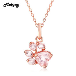 MoBuy MBNI027 Natural Gemstone Rose Quartz Animal Claws Necklace &amp;Pendant 925 Sterling Silver Rose Gold Plated Jewelry For Women