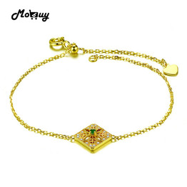 MoBuy MBHI003 Hollow Natural Gemstone Emerald Bracelets &amp; Cuff 925 Sterling Silver Fine Jewelry 14K Yellow Gold Plated For Women