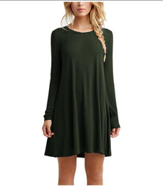 2017 Plus Size Elastic Dress Winter Vestidos Autumn Womens Long Sleeve Dress Ladies Casual Loose Solid O Neck Dresses Loose