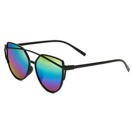 2017 New Cat Eye Sunglasses Women Brand Designer Fashion Twin-Beams Rose Gold Mirror Cateye Sun Glasses For Female UV400 uv