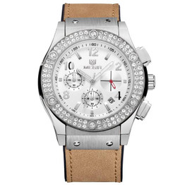 MEGIR Casual Women Dress Watch Rose Gold Diamond Crystal Watches Chronograph & Auto Date