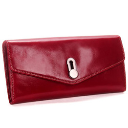 CONTACT'S women wallet Genuine Leather Wallet Women Luxury brand Coin card holder female clutch bag Women Wallet And Purse red