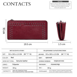 CONTACT'S Luxury Brand Women Wallets Genuine Leather wallet female purse Long Ladies Purse Clutch Bag Card Phone Holder Wallet