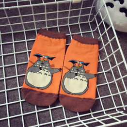 MYORED Totoro Cartoon 100% Cotton Socks Slippers invisible sock for Women short tube  tube socks  lady sox