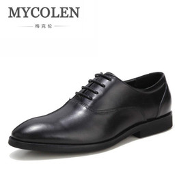 MYCOLEN Business Men's Basic Flat Shoes Leather Gentle Wedding Dress Shoes British Men Formal shoes Zapatos De Los Hombres