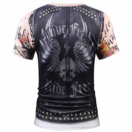 Mr.1991INC Designer Stylish 3d T-shirt Men/Women Tops Print Fake Leather Jacket T shirt 3d Summer Tees Shirts