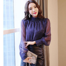 new arrived 2018 spring blouse women long sleeved shirt female fashion loose blouse office lady clothing D468 30