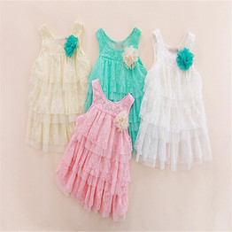New 2017 Infant Baby Girls Lace Dresses Children Clothing Autumn Summer Kids Princess Flower Tutu Dress