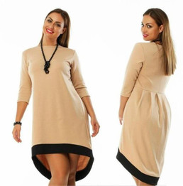 Fashion 2016 plus size women clothing 6xl winter dress O-neck solid Dress casual women loose dress big sizes vestido de festa