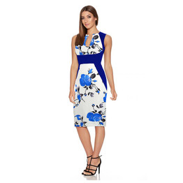 Fantaist Women Summer Dresses Vestidos Vintage Floral Print Cocktail Party Bodycon Pencil Dress, 2017 New Work Wear Clothes