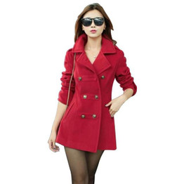 2017 Fashion Women Woolen Coat High Quality Slim Warm Woolen Jacket Coat Korean Style Deep Blue/Red Female