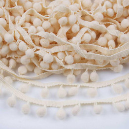 FENGRISE Lace Fabric 5 yard 1cm Sewing Accessories Pompom Trim Pom Pom Decoration Tassel Ball Fringe Ribbon DIY Material Apparel